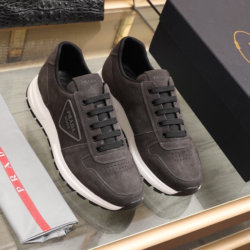 Giày thể thao nam cổ thấp Prada da thật cao cấp bản da lộn