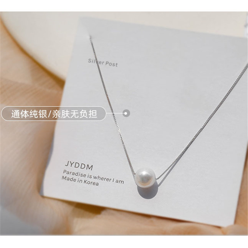 Dây chuyền bạc sterling 925 mặt ngọc trai tự nhiên thanh lịch đơn giản phong cách Hàn Quốc dành cho nữ