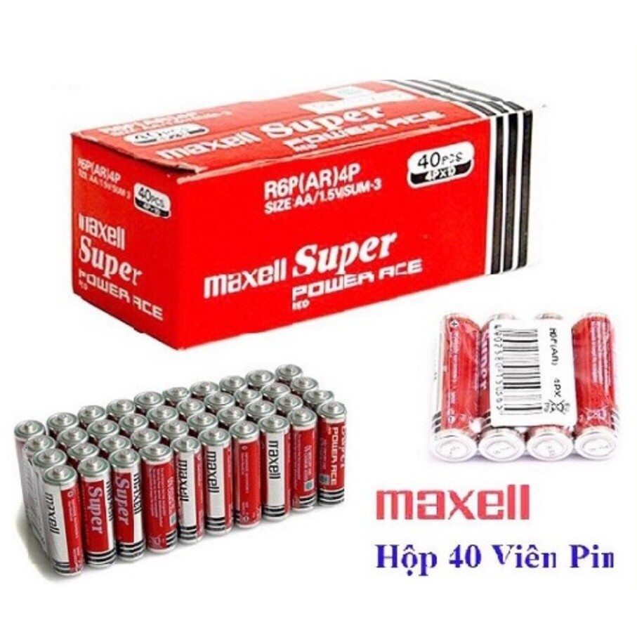 Pin AA maxell hộp 40 viên-pin tiểu đỏ maxell