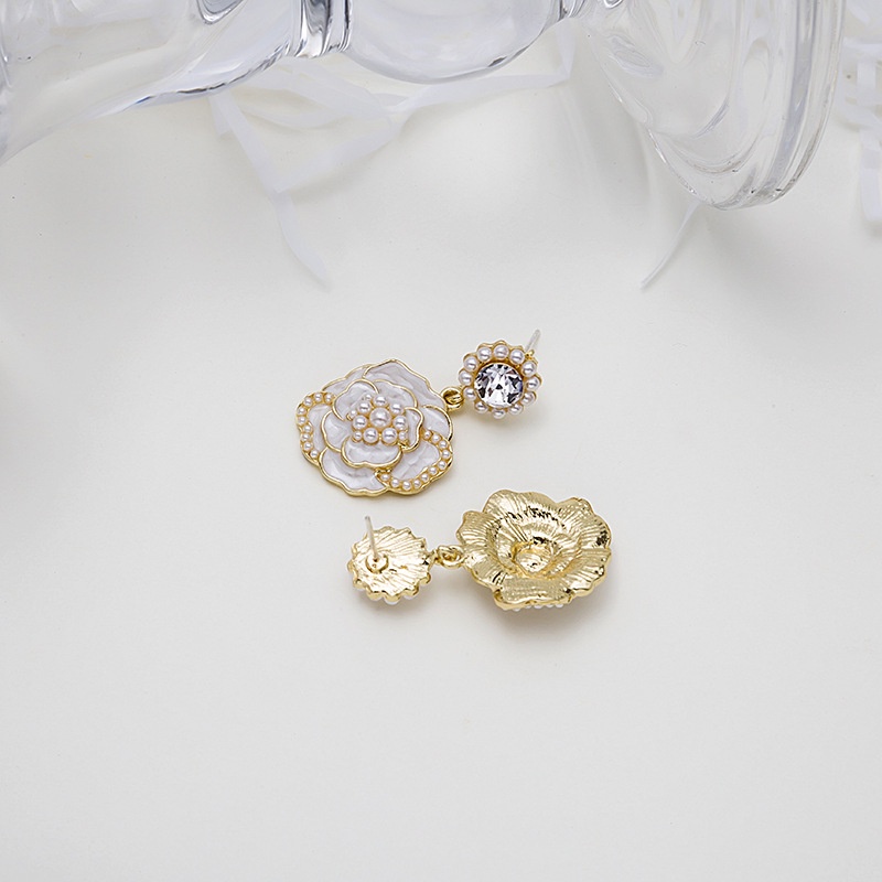 Bông Tai Bạc 925 Hình Hoa Trà Đính Ngọc Trai Phong Cách Retro Thời Trang Cho Nữ