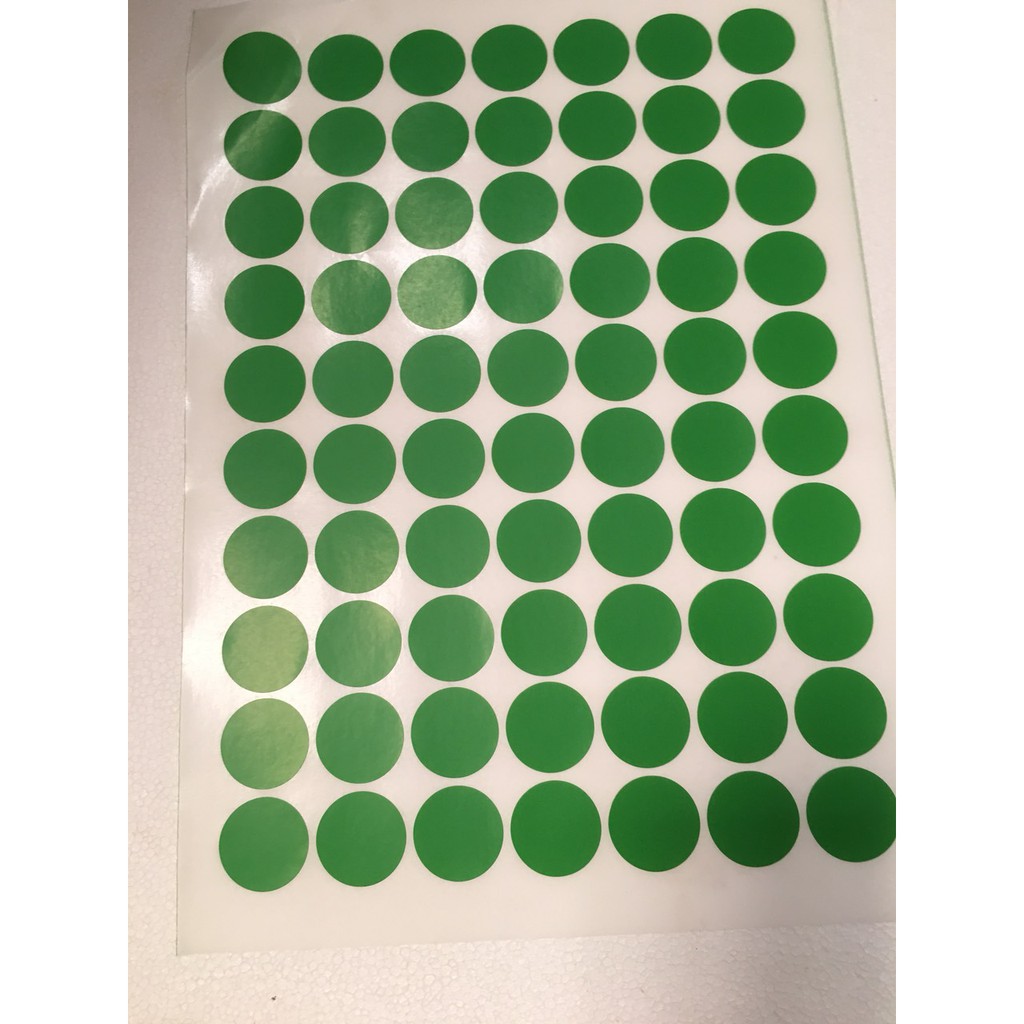 Tem tròn dán lỗi. Đường kính 1cm, 2cm, 2.5cm. Tem QC - PASS - NG.