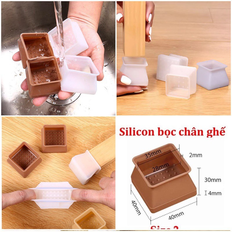 Vỏ bọc chân bàn ghế bằng silicon dày co giãn chống xước sàn