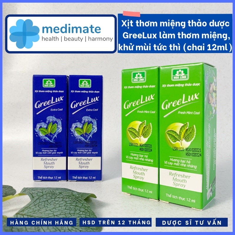 Xịt thơm miệng thảo dược GreeLux thơm miệng tức thì, chăm sóc răng miệng (chai 12ml)