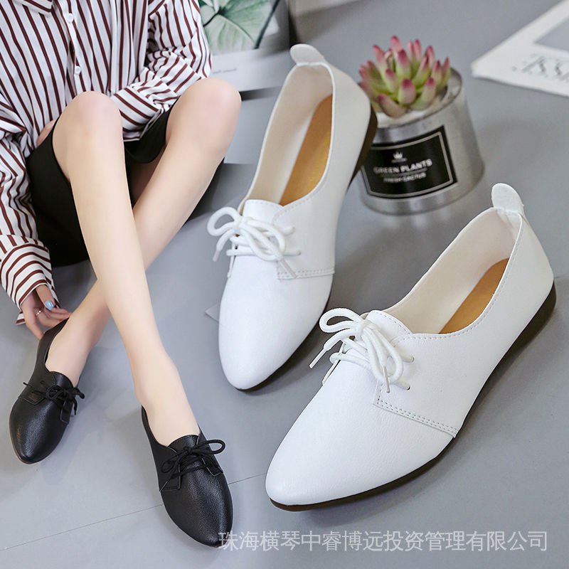 Giày Thể Thao Trắng Cột Dây Đế Bằng Có Size Lớn 33 34 42 Dành Cho Nữ