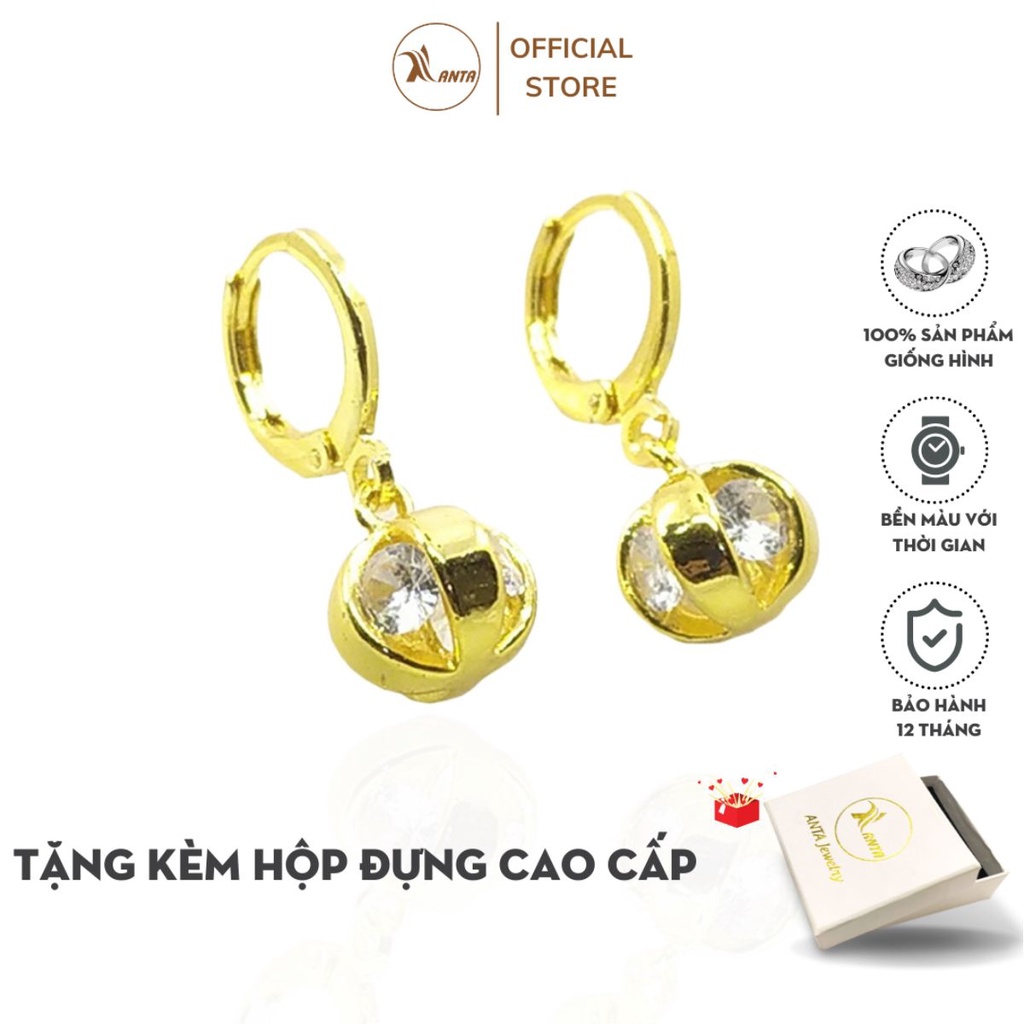 Bông tai bạc 925 quả cầu nhỏ đính đá  pha lê nhỏ lấp lánh sang trọng ANTA Jewelry - ATJ3095
