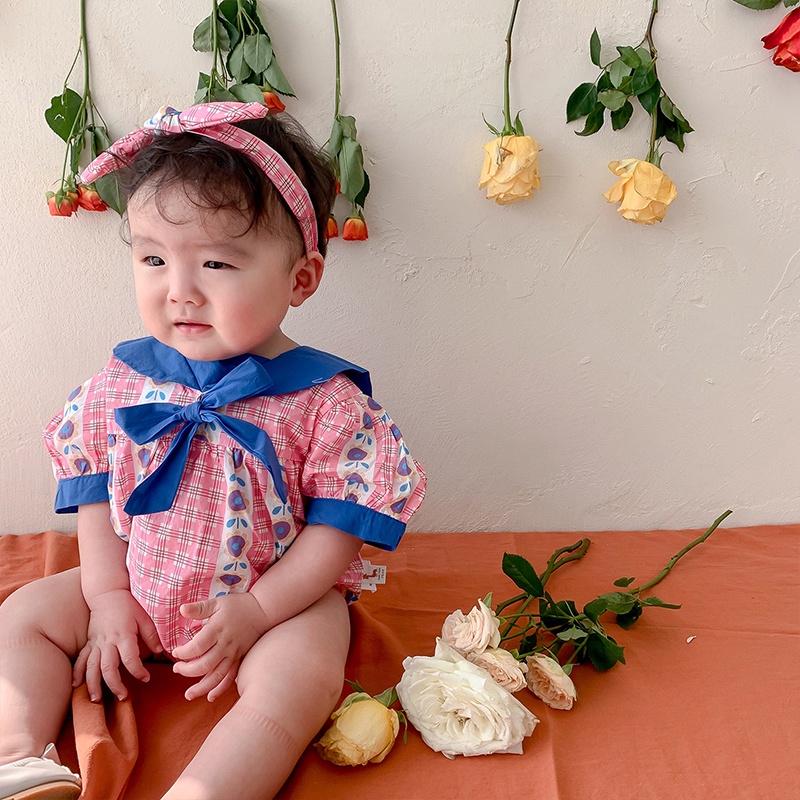 Áo Liền Quần Tay Loe In Hoa Cho Em Bé Mới Sinh