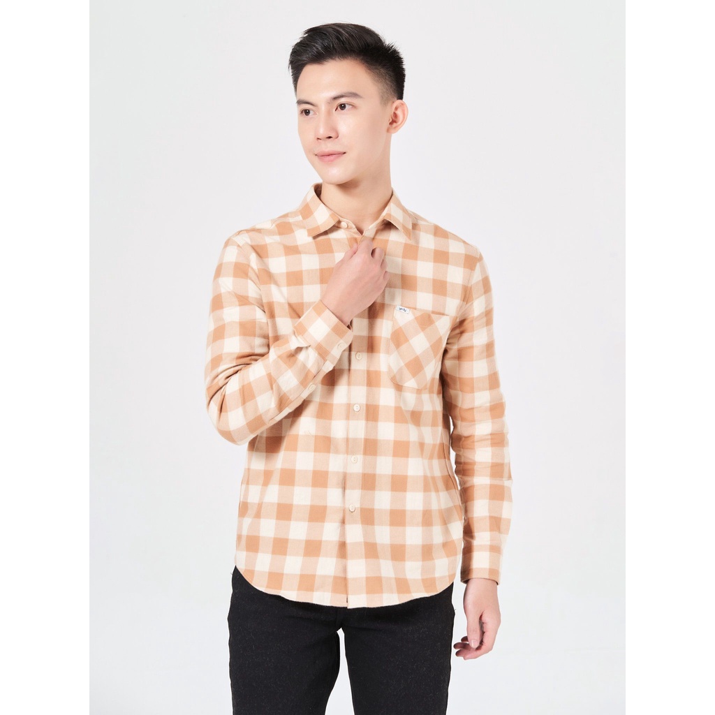 Áo sơ mi nam YODY tay dài, kẻ sọc caro SMM4081