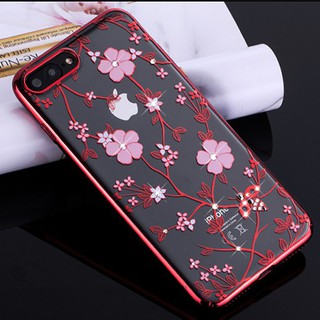Ốp lưng điện thoại IPhone 7Plus | 8Plus Pha lê Hoa đào - Hãng Kavaro
