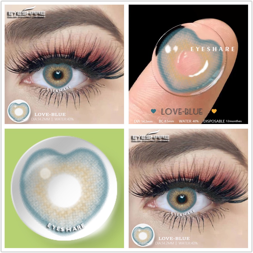 2 Kính Áp Tròng Màu Xanh Tự Nhiên Cho Mắt