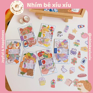 20 miếng dán sticker gấu và hoa quả phong cách HQ nhimbexiuxiu