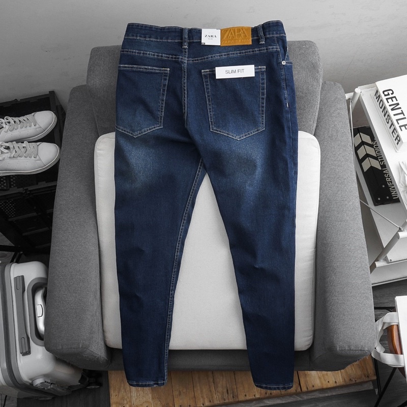 Quần jean dài nam denim cao cấp ống ôm slim fit xuất xịn co giãn