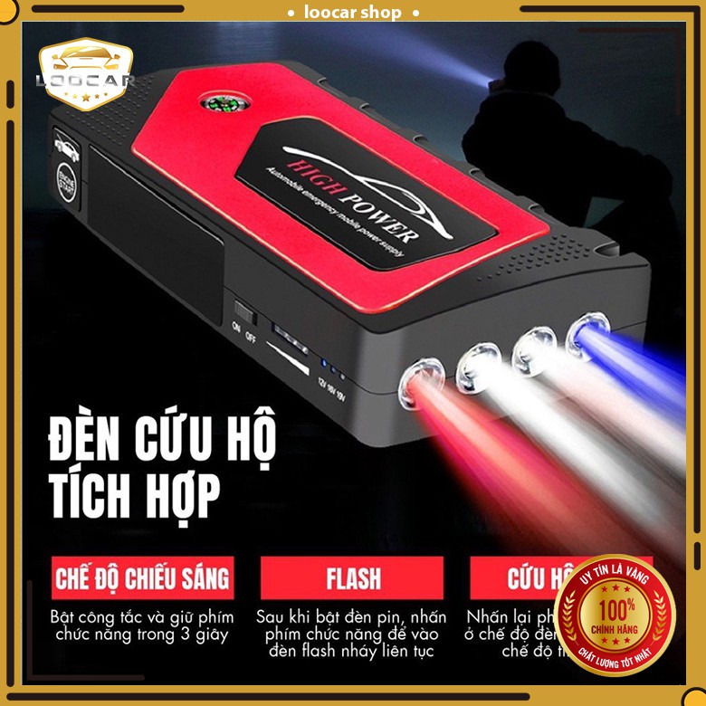 Bộ Dụng Cụ Kích Nổ Bình Kèm Bơm Lốp Xe Hơi - Bộ Dụng Cụ Cứu Hộ kích bình ô tô 69800mAh kiêm sạc đa năng High Power