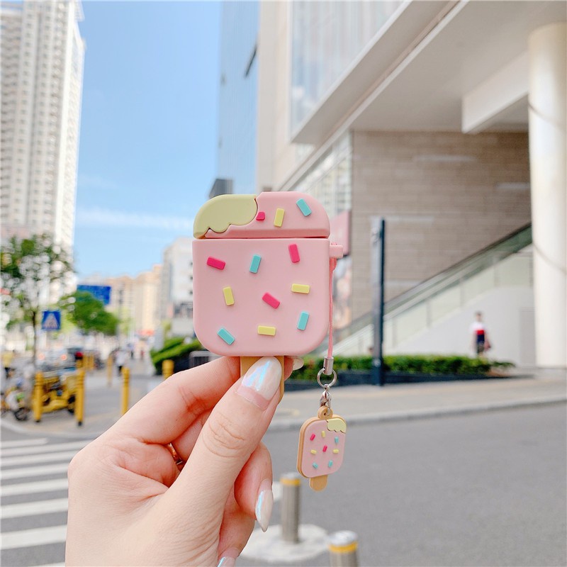 [Kèm dây đeo] Ốp tai nghe airpods Kem nâu hồng cực đáng yêu - Vỏ bảo vệ tai nghe không dây 1/2 3 PRO 1011 CAKN