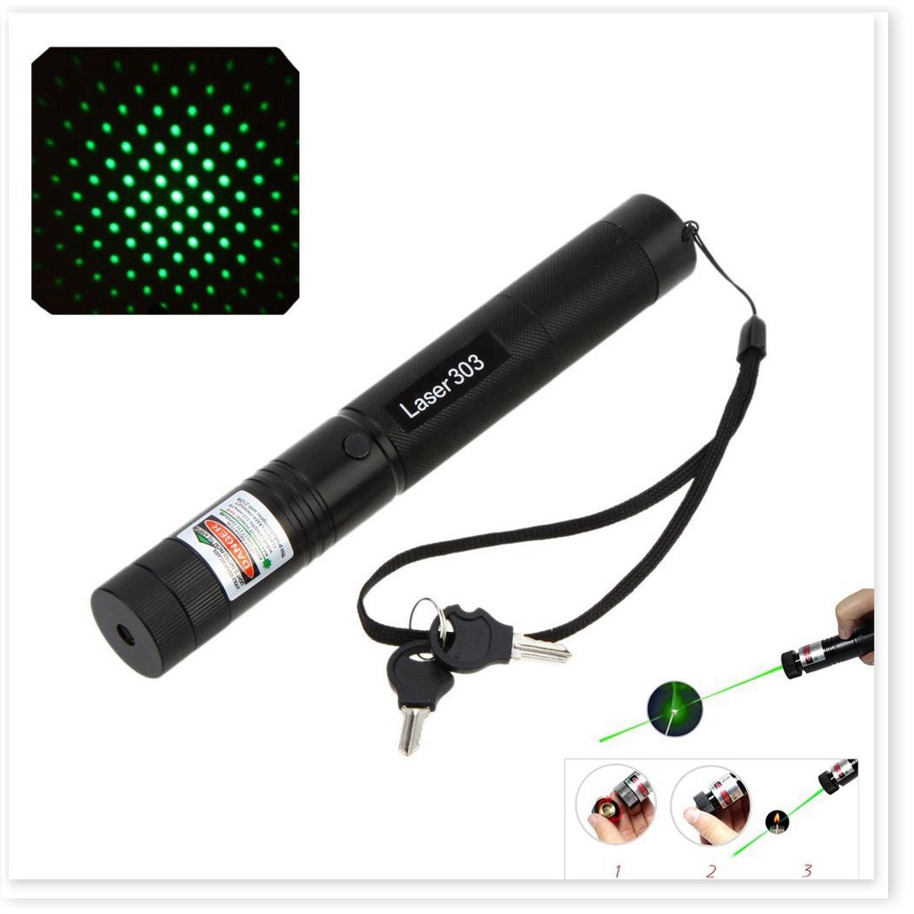 Đèn Laser 303 Ánh Sáng Xanh Lá - Full Box - Có Sạc