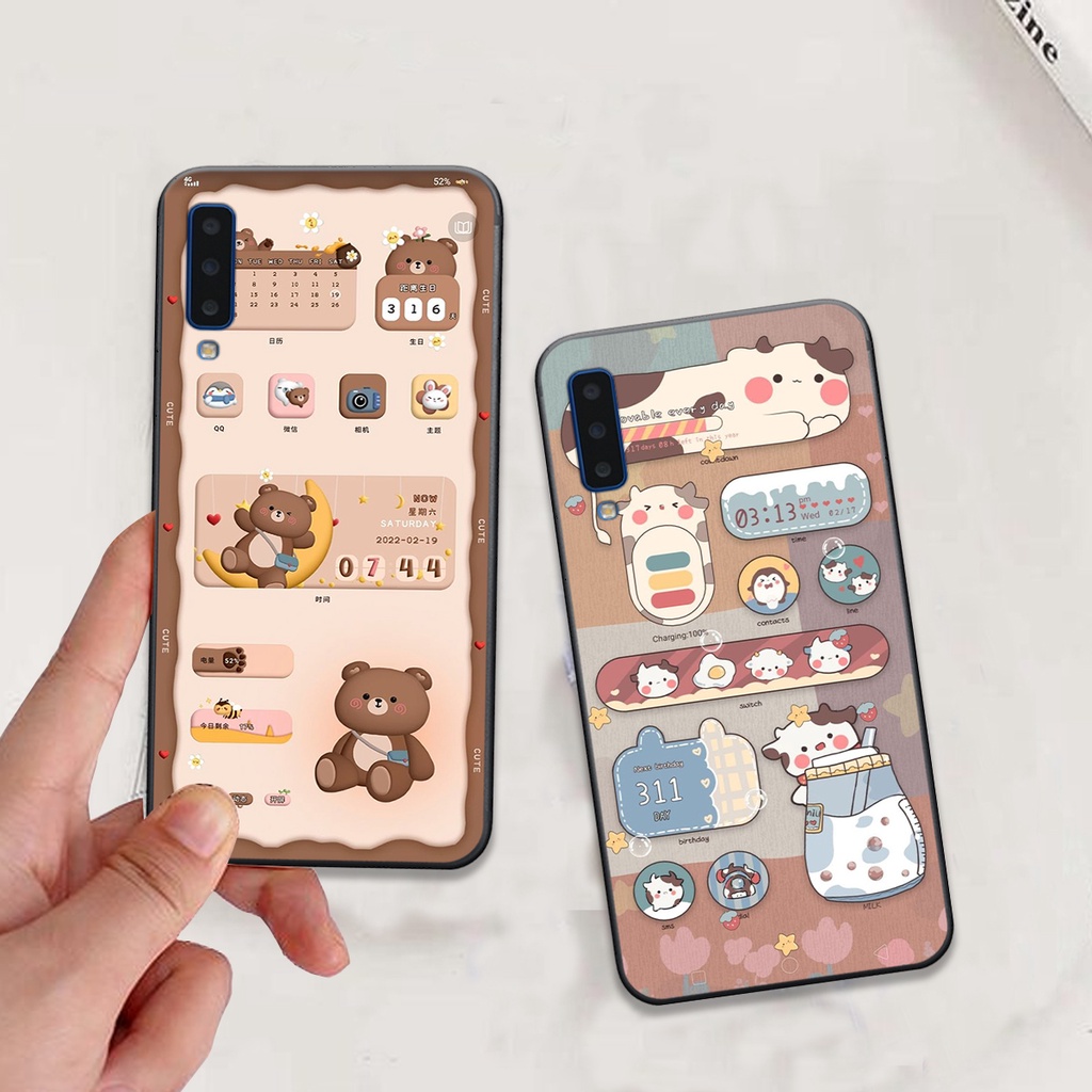 Ốp Samsung A7 2018 / A9 2018 bộ hình gấu , thỏ hồng cute dễ thương giá rẻ siêu bền