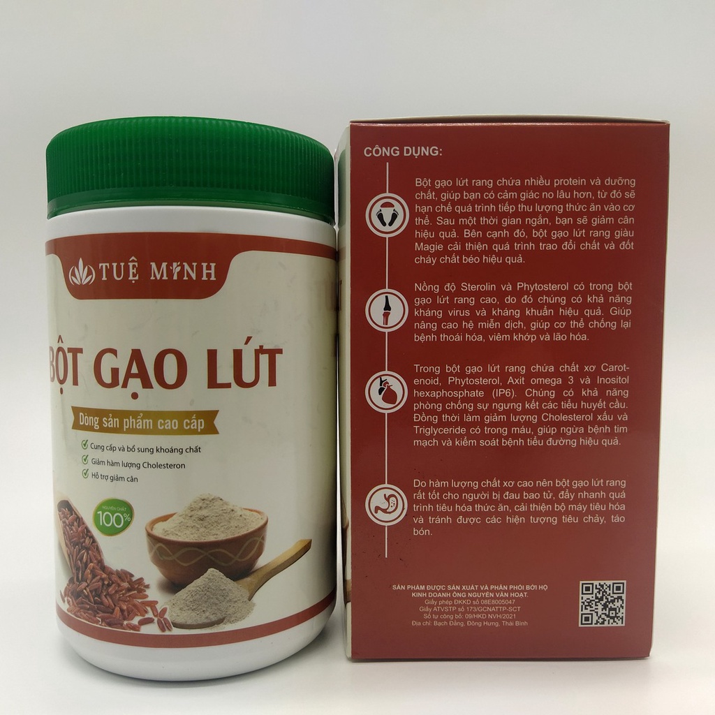 Bột gạo lứt huyết rồng Tuệ Minh dùng cho người ăn kiêng, tiểu đường, ăn chay hộp 500gr