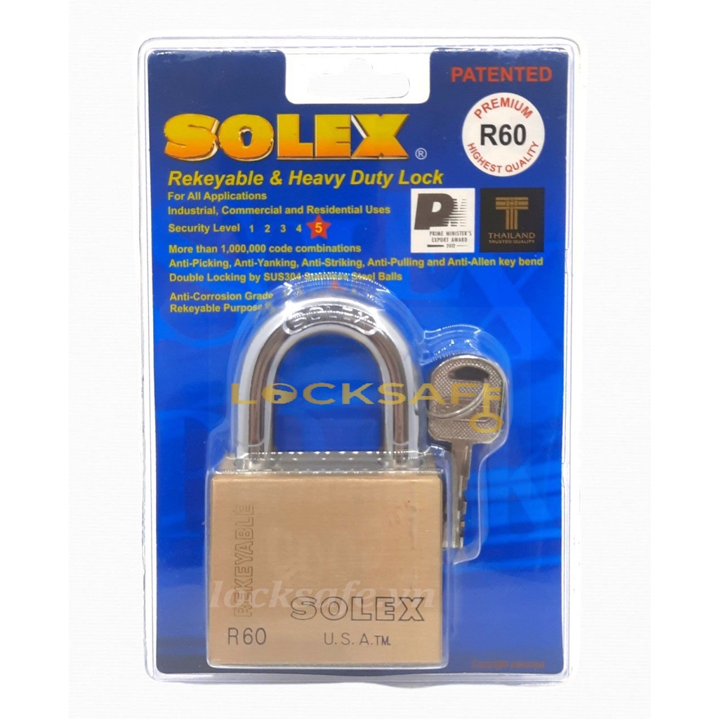 Ổ Khóa Chống Cắt SOLEX PREMIUM Thái Lan Chính Hãng R50-R60-R70