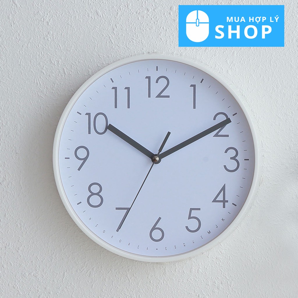 Đồng Hồ MJK Mặt Tròn Có Chân Đế 10 inch Để Bàn, Treo Tường Phong Cách Hàn Quốc - Tặng Kèm Pin Và Móc Treo