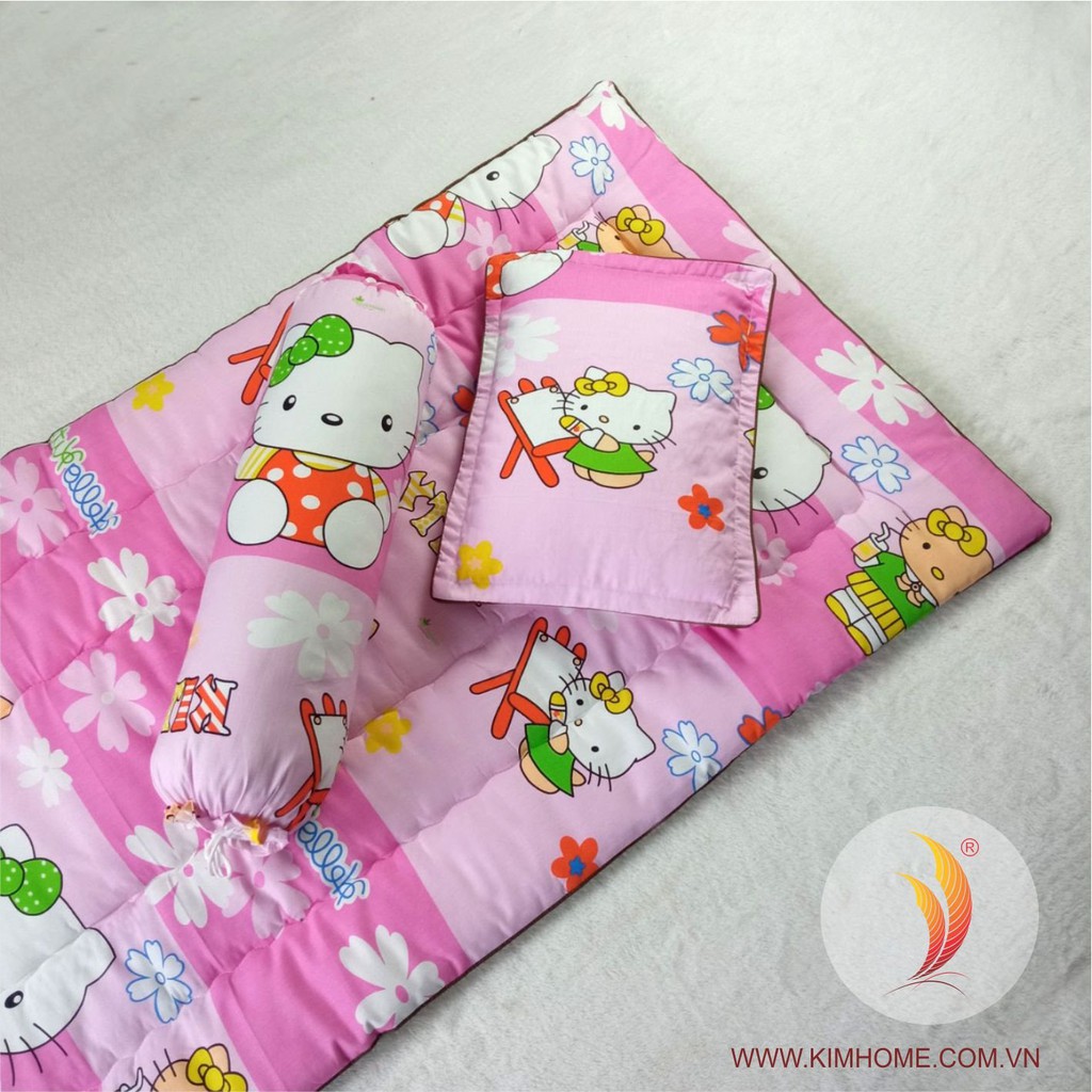 Bộ gối nệm cho bé 1 tuổi đến 5 tuổi đi nhà trẻ chất liệu cotton Thắng Lợi chần gòn KimHome