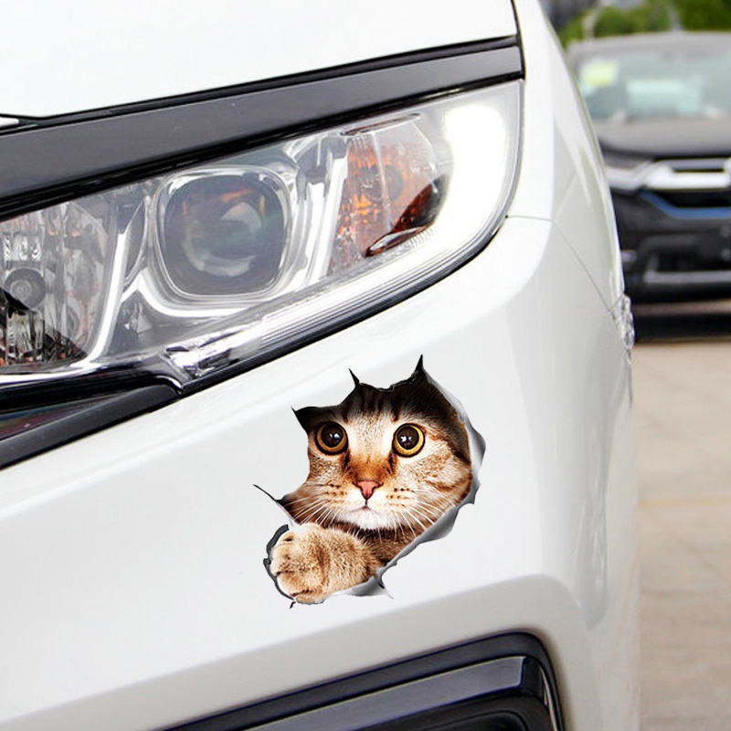 Decal dán trang trí hình mèo 3D cho cửa sổ xe hơi