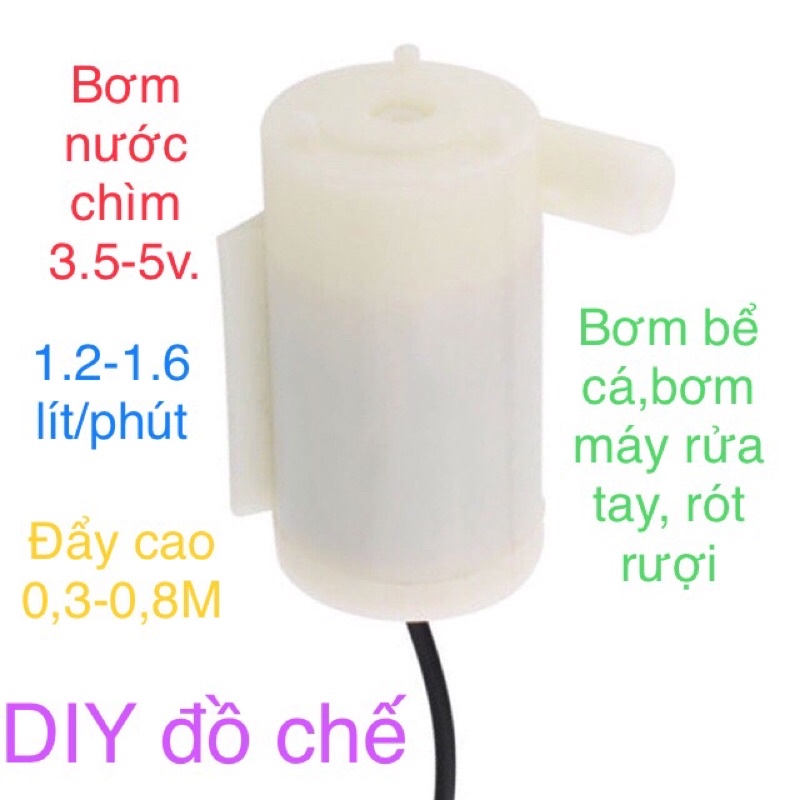 ✅Máy bơm nước chìm mini DC 3-5v 1.2 -1.6lit/ phút.Bơm nước hồ cá