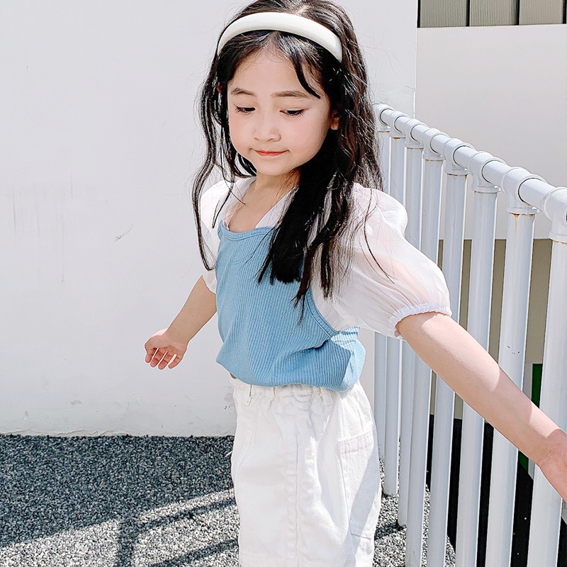 Áo Chiffon Dệt Kim Tay Phồng Cổ Vuông Phong Cách Retro Dành Cho Nữ