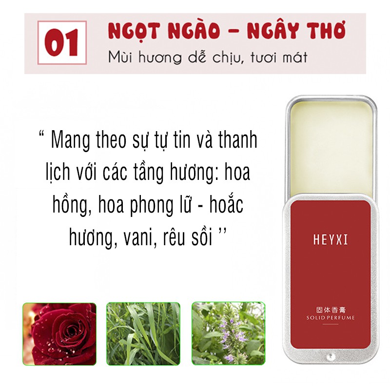 Nước hoa khô dạng sáp HEYXI 4 mùi hương ngọt ngào tươi mát sáp thơm cho nam và nữ nhỏ gọn tiện dụng ZD-NH3