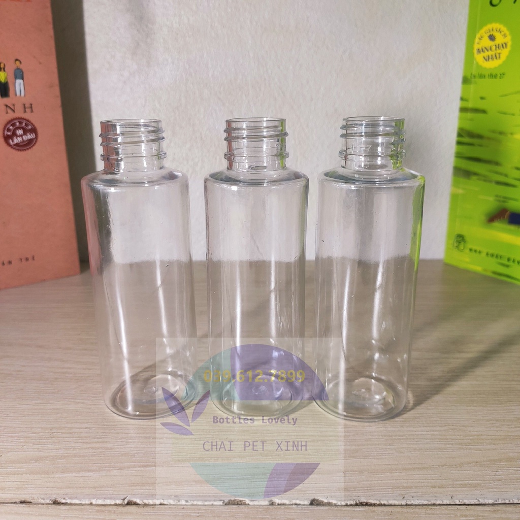 Bộ chai nhựa pet 100ml vai vuông + vòi nhấn các loại đựng dầu gội, hóa mỹ phẩm