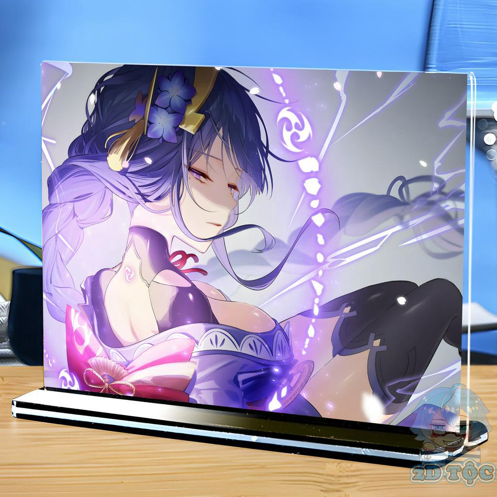 Khung ảnh Mica trong suốt Kích thước A4,A5 In hình Raiden Shogun Game Genshin Impact (4) đế lùa màu đen