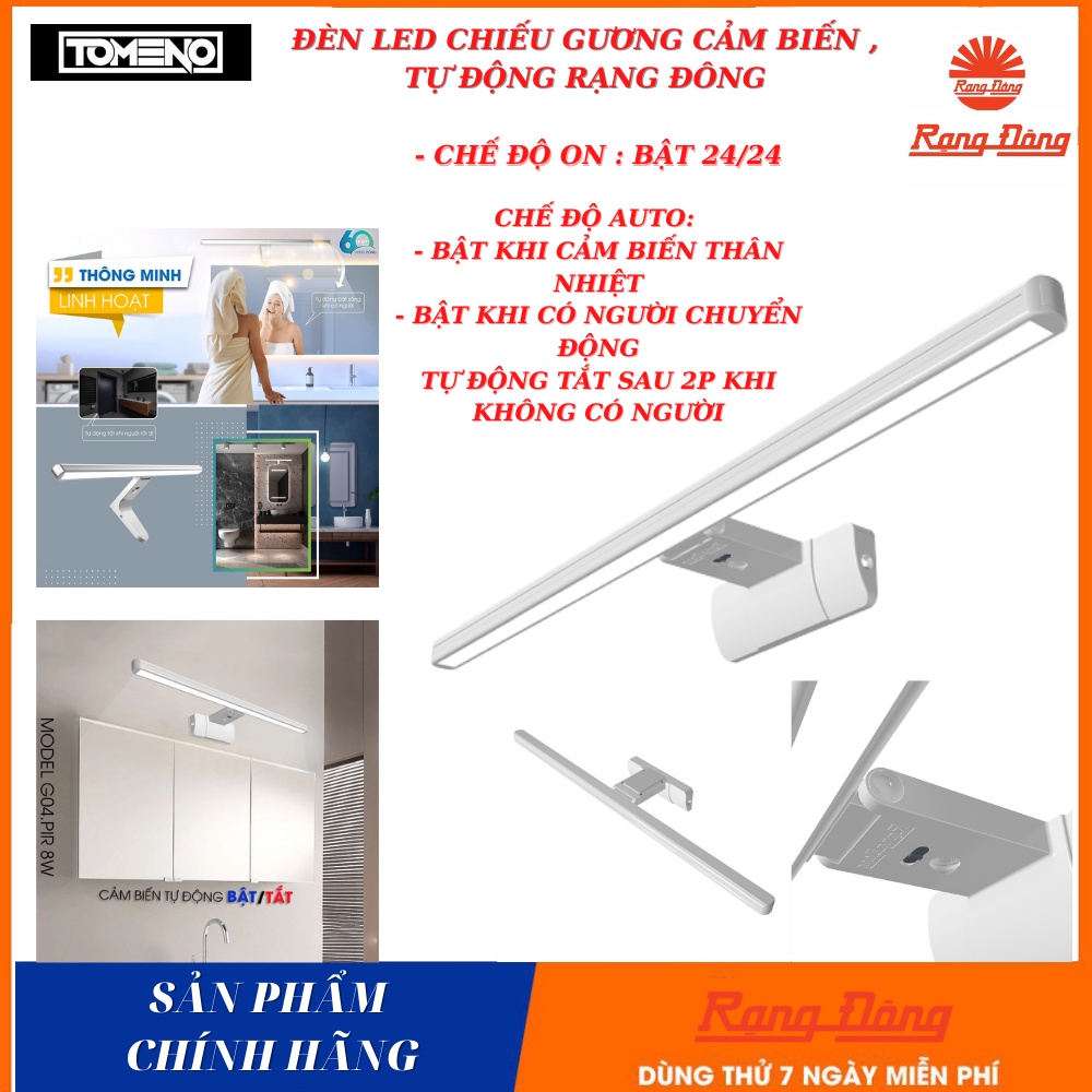 đèn led cảm biến rạng đông , đèn chiếu gương cảm ứng hồng ngoại , gắn dán gương , tự động bật tắt , bảo hành 24 tháng