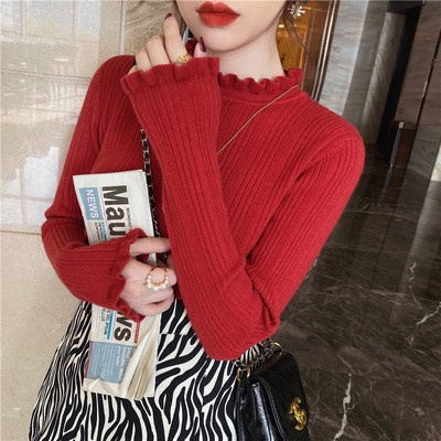 Porozi  Áo sweater dệt kim mỏng tay dài cổ tròn dáng ôm phong cách thời trang Hàn Quốc dành cho nữ