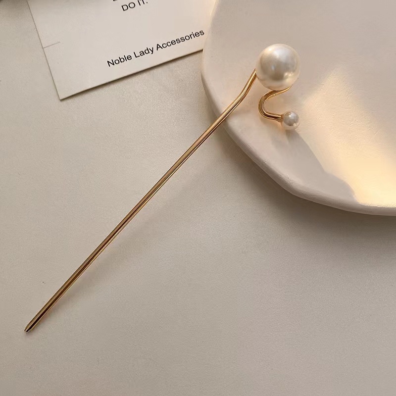 Kẹp Tóc Đính Ngọc Trai Đơn Giản Hiện Đại Bằng Kim Loại Cổ Điển Thời Trang Cho Nữ