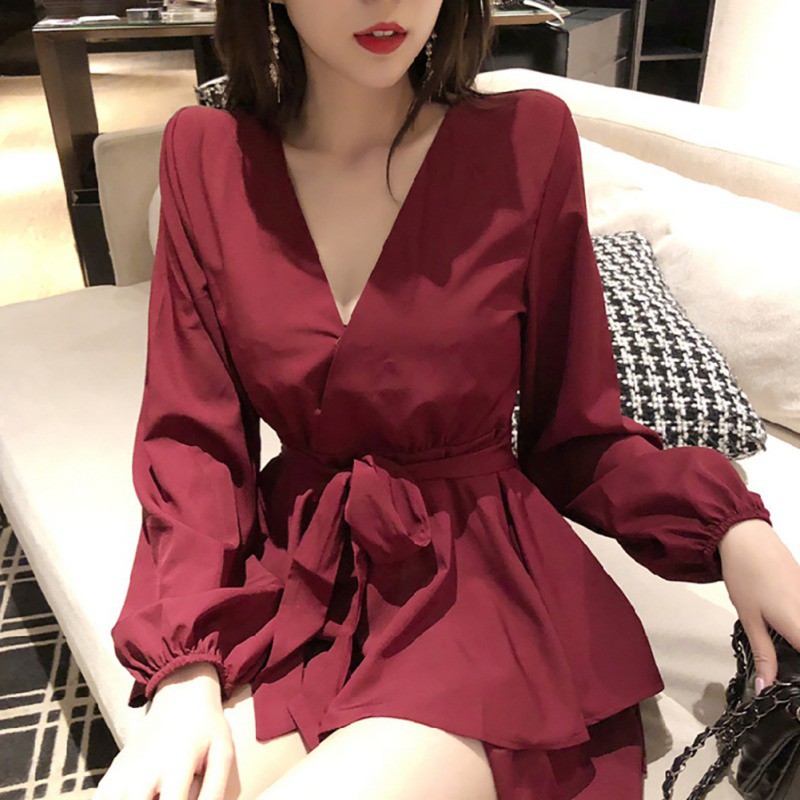 Đầm dài tay màu trơn kiểu dáng đơn giản thời trang cho nữ | BigBuy360 - bigbuy360.vn