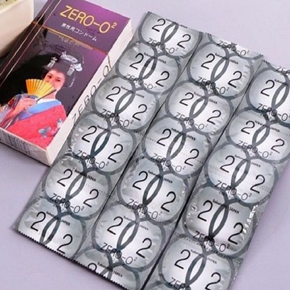 Bao cao su siêu mỏng trơn Zero o2.Made in Japan . Hộp 12 cái suckhoechomoinha