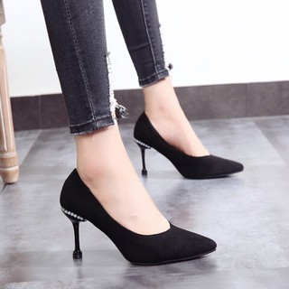 Giầy cao gót da lộn mũi nhọn thời trang