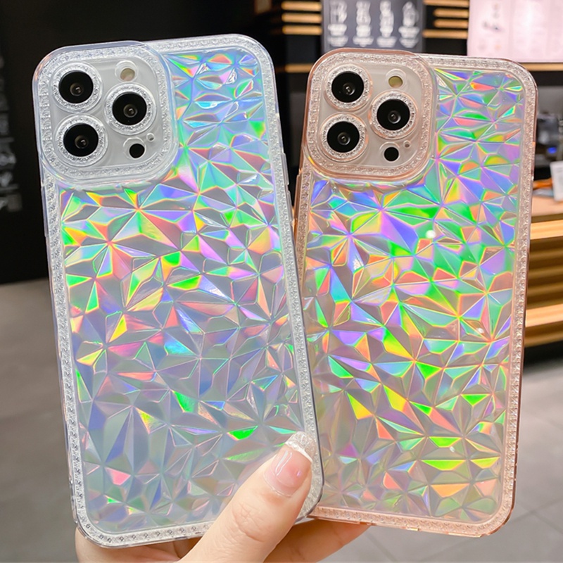 Ốp Điện Thoại Silicon Mềm Trong Suốt Họa Tiết Kim Cương 3D Cho iPhone 14 Pro Max 13 Pro Max 12 MiNi 11 X XS XR 7 8 Plus 6S