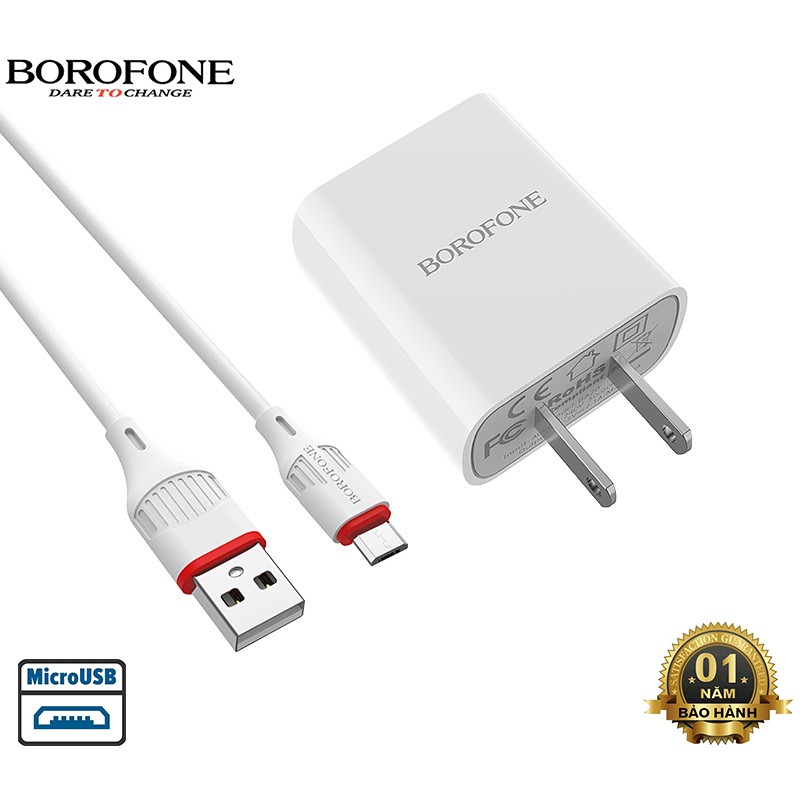 Bộ sạc cáp Borofone BA20 cổng USB 2.1A,dây dài 1m