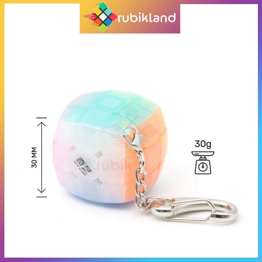 Móc Khóa Rubik 3x3 QiYi Jelly Thạch Anh Stickerless Rubic Keychain Đồ Chơi Trí Tuệ Trẻ Em