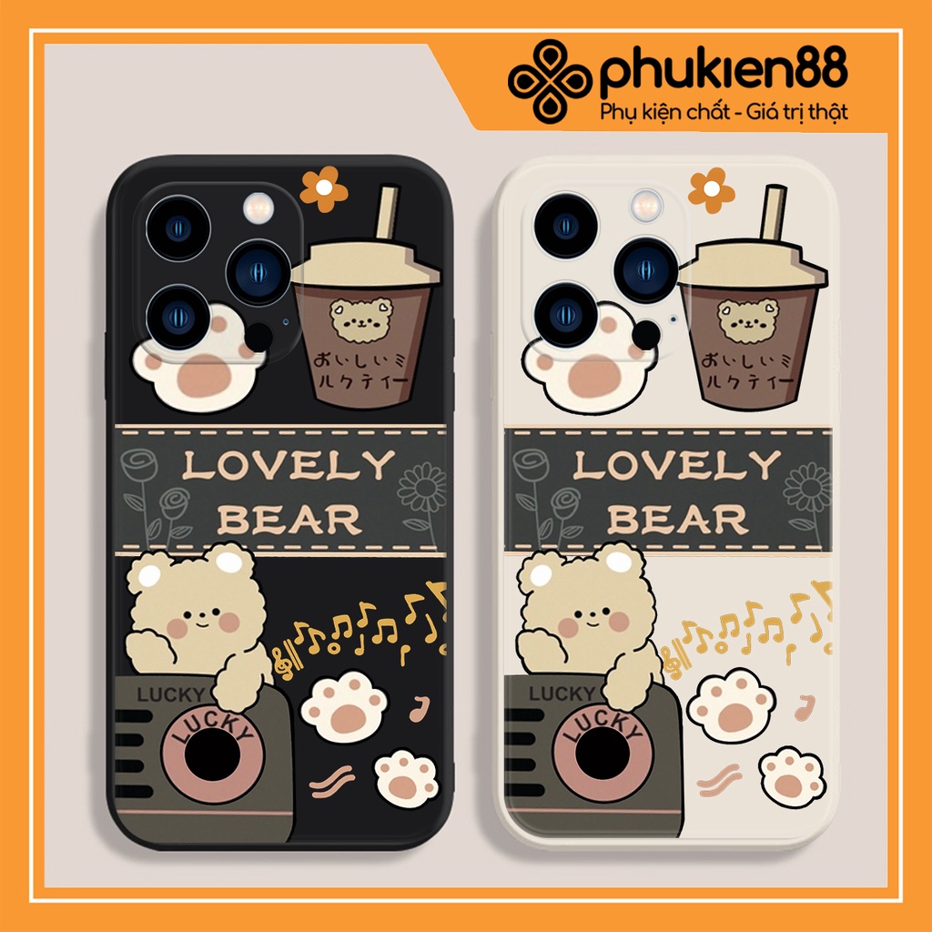 Ốp lưng ip Lovely Bear  cạnh vuông 6/6plus/6s/6splus/7/7plus/8/8plus/x/xr/xs/11/12/13/pro/max/plus/promax