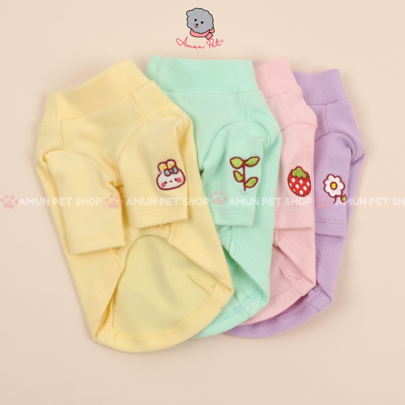 Áo Thun Cho Chó Mèo Màu Pastel Hoạ Tiết Dễ Thương Mẫu Quần Áo Cho Thú Cưng Thời Trang Giá Rẻ Mùa Thu Đông Amun Pet