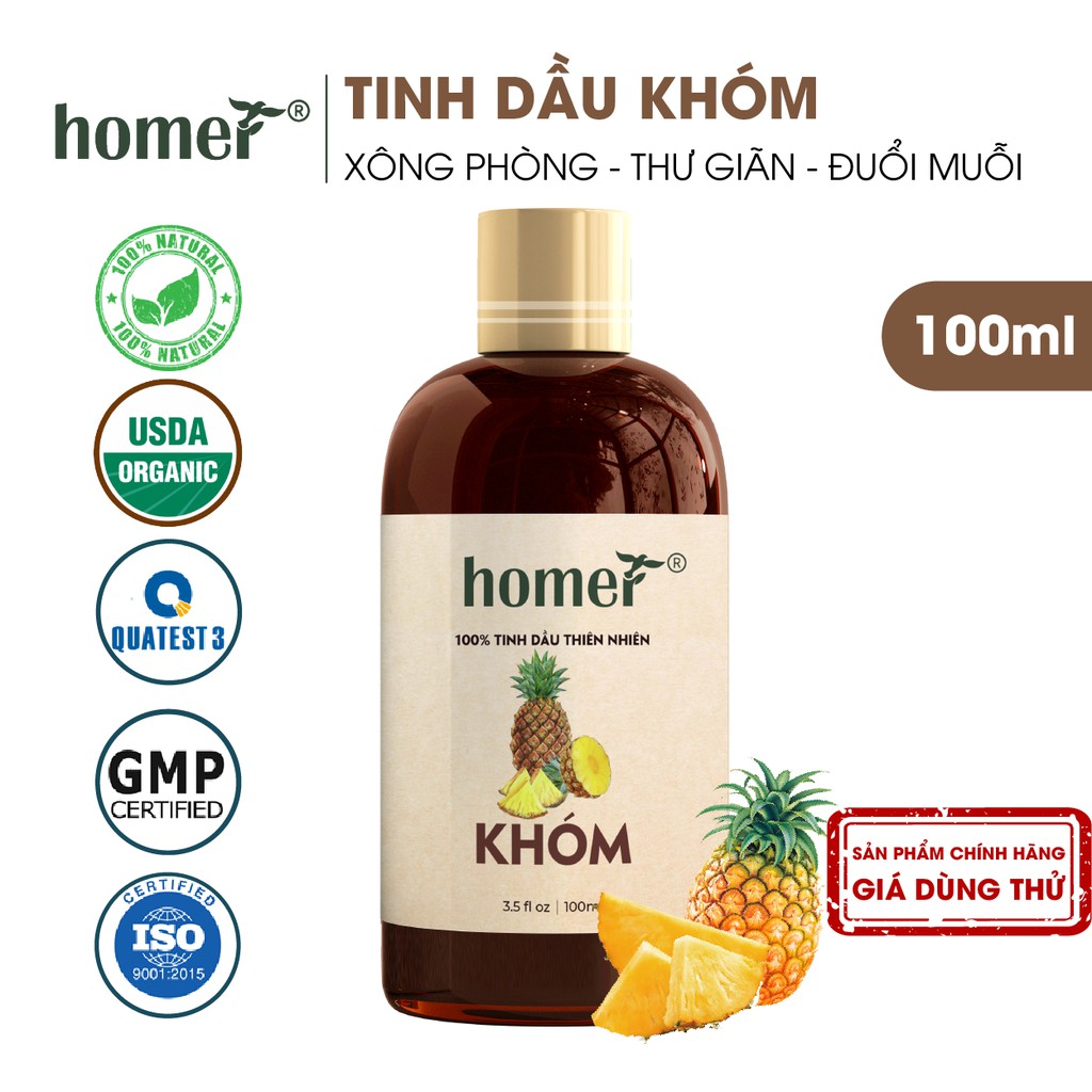 Tinh dầu Khóm Homer 20ml/100ml giá dùng thử -  Pineapple Essential Oil  - đạt chuẩn chất lượng kiểm định