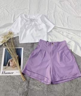 SET ÁO KHOÉT NGỰC QUẦN SHORT TÍM (KÈM HÌNH THẬT)