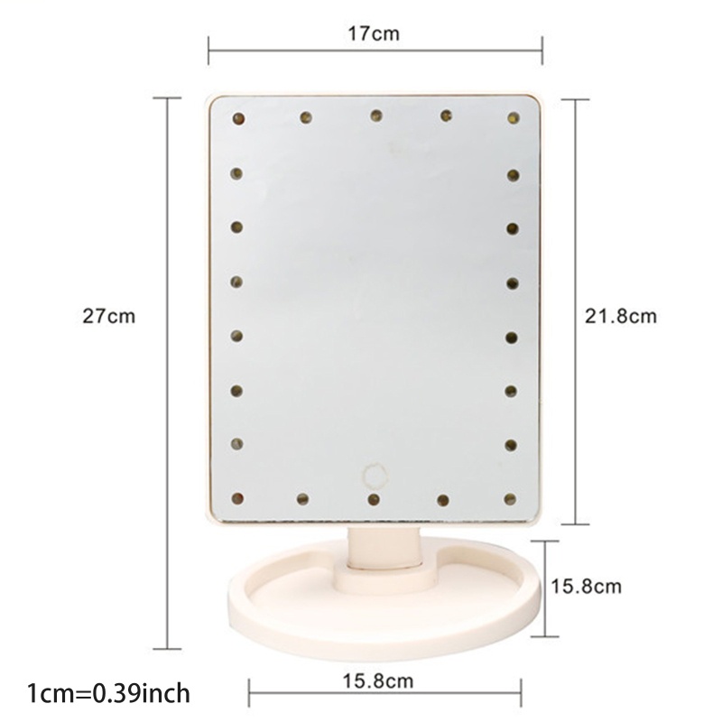 Gương Trang Điểm Xoay 360 Độ Tích Hợp Đèn LED Có Thể Sạc Lại Bằng Cổng USB