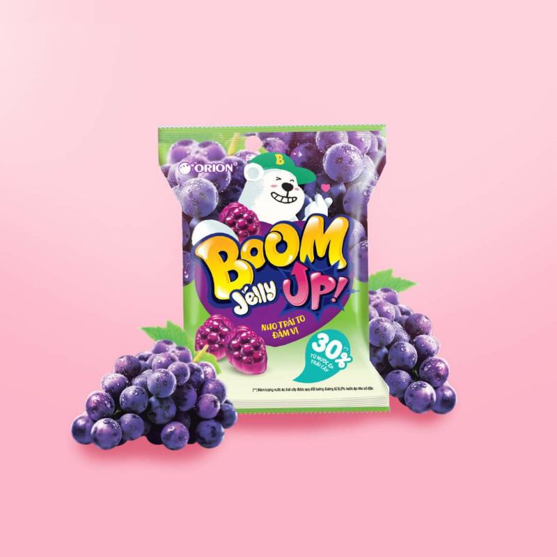 Combo 10 Gói Kẹo Dẻo Dây Boom Jelly Orion Đào Nho Dâu Tây 25gr x 10 gói