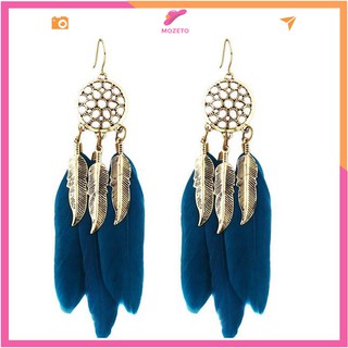 Khuyên tai nữ màu đen đẹp phong cách bohemian cá tính dáng dài bông tai nữ dễ thương; B05 - MOZETO