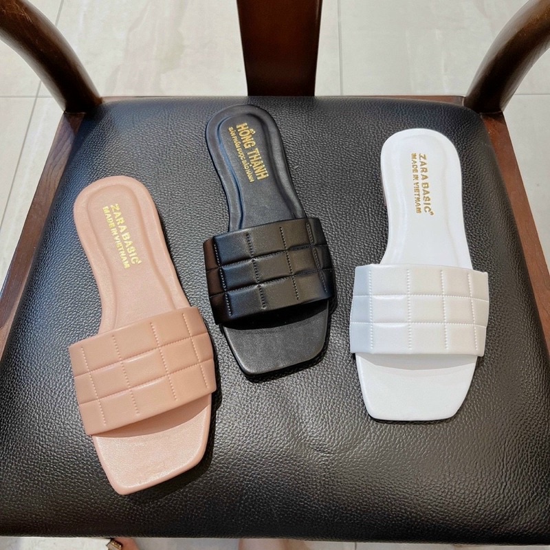 Dép Bản  Caro đế bệt 3 màu chất xịn hót dễ phối đồ cho các nàng