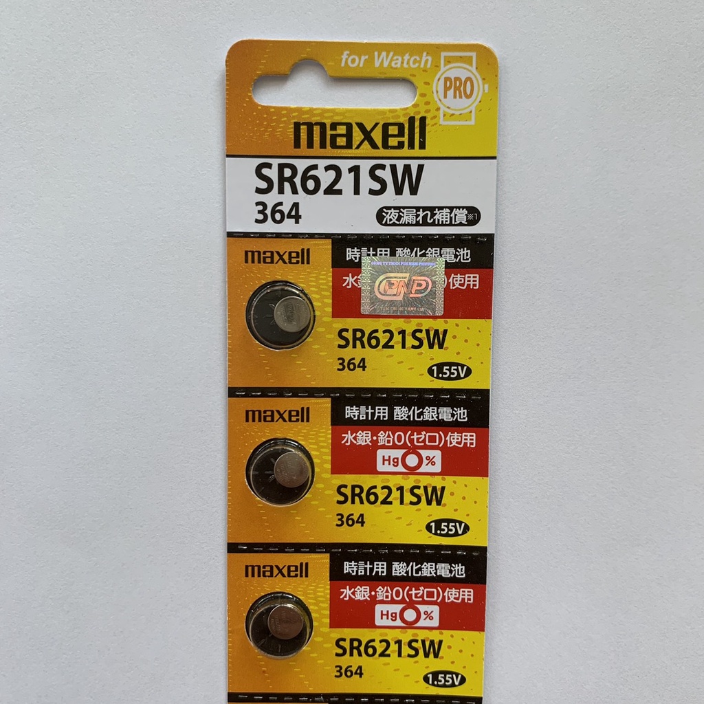 Vỉ 5 viên Pin đồng hồ đeo tay 364 621 SR621SW Maxell Pro xuất xứ Nhật Bản