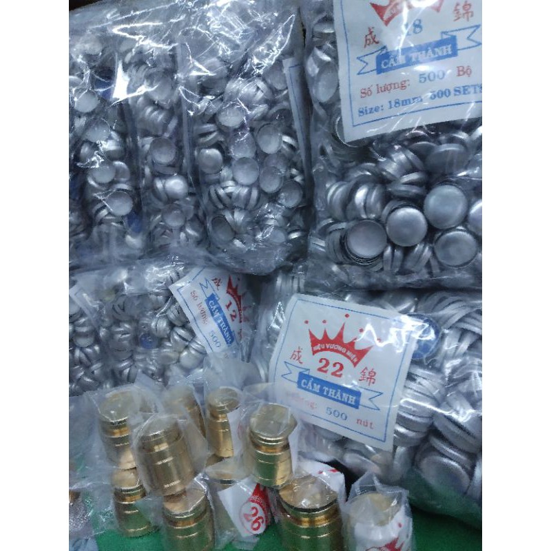 Nút bọc vải nhiều kích cỡ  100 bộ