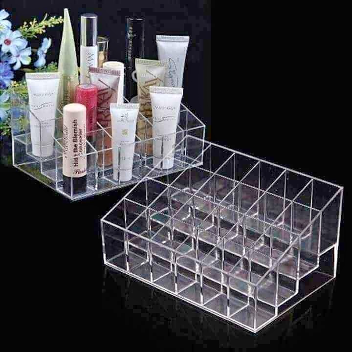 Khay Kệ Để SonFREESHIP 24 Ô Tiện Dụng Để Đồ Trang Điểm Mỹ Phẩm Nhỏ Gọn Cọ Trang Điểm Chất Liệu Mika Mẫu Mới 2021