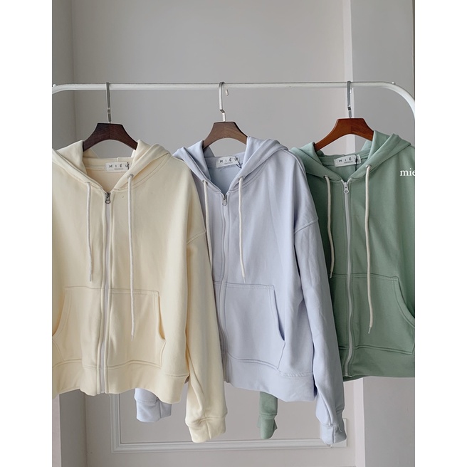 [Miều] Áo khoác zip hoodie trơn nhiều màu Felt Jacket